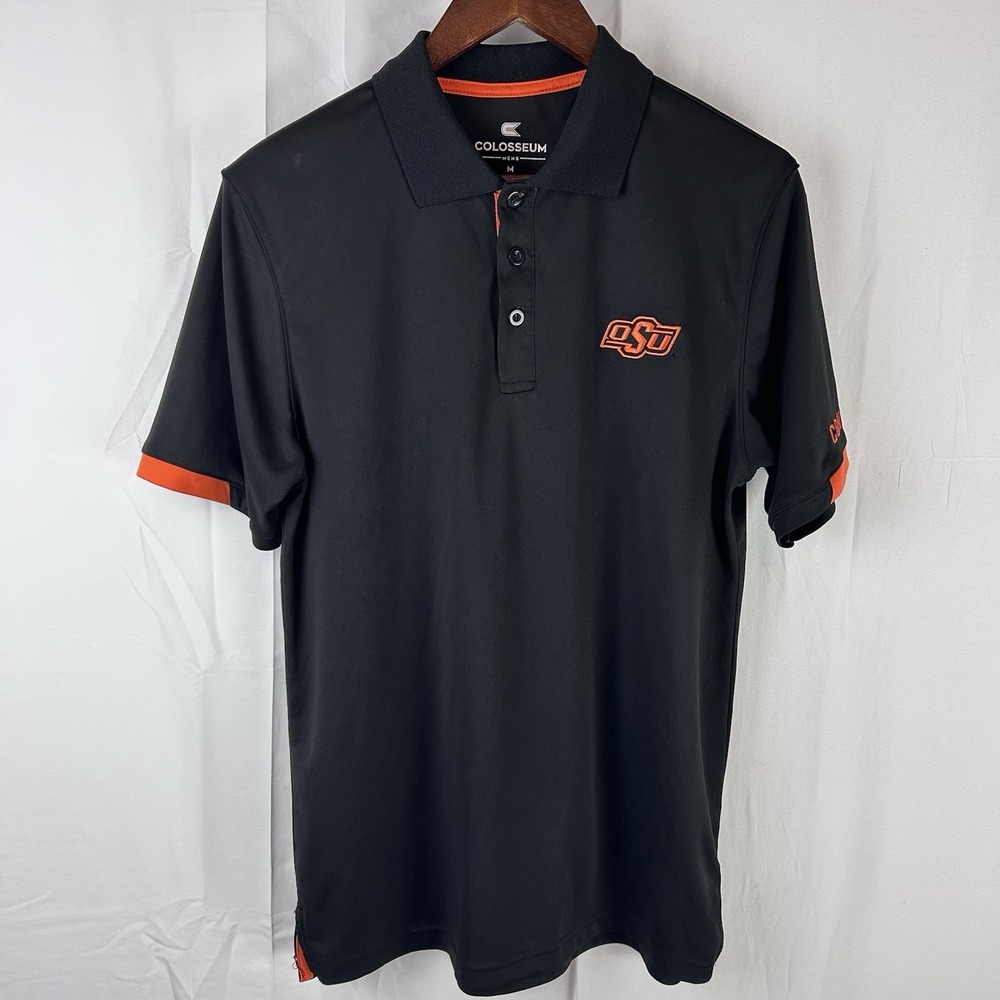 Oklahoma State Cowboys Colosseum Polo Black Men's Medium‎ Embroidered Logo OSU